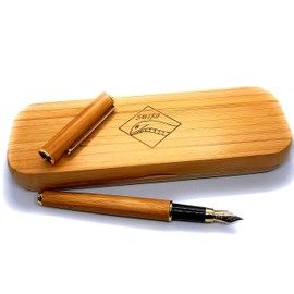 Shiro Vintage Fountain Pen Set with Elegant Bamboo Wood Case Retro Edition Calligraphy Gift