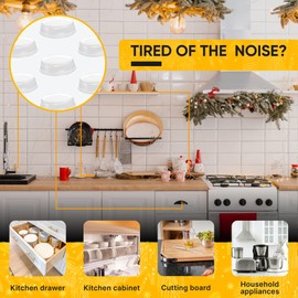 128 Clear Cabinet Door Bumpers - 1/2 Inch Self Adhesive Rubber Stoppers for Drawers, Damp Pads Cupboards, Cutting Boards, Glass Tops, Picture Frames - Vellax