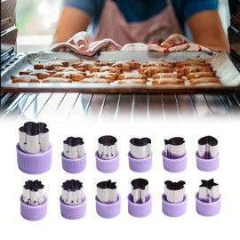 12PCS Stainless Steel Fruit Vegetable Mini Cookie Shape Cutter Set Kid Food Mold Cookie Pastry Stamps Mold Food Decorative Kids Baking and Food Supplement Tools