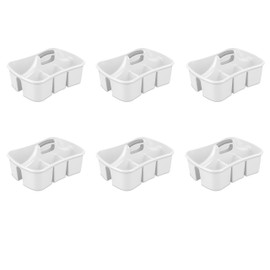 Sterilite 15888006 Divided Ultra Caddy, White Caddy w/ Titanium Insert, 6-Pack