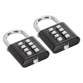 PATIKIL 8 Dígitos Candado de Combinación 2 Piezas Mecanismo de Bloqueo de 4 Posiciones Candado Digital de Seguridad con Botón de Presión para Gimnasio Taquilla Deportiva Negro