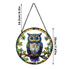 Xuoxeji Owl Sun Catchers Indoor Window, 20cm/7.87in Owl Stained Glass Decor Owl Ornaments, Owl Gifts for Women