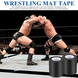 Supkiir 2 Rolls 4Inch x 65.6Ft Wrestling Mat Tape, Heavy Duty Adhesive Gym Floor Tape, PVC Carpet Rug Tape for Wrestling Grappling Exercise Gymnastics Jiu Jitsu Floor