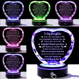 Daughter Gifts from Mom Dad Crystal with Light Base Grown Adult Daughter Birthday Gifts, to My Daughter Gifts for Daughter on Christmas Valentines Mothers Day