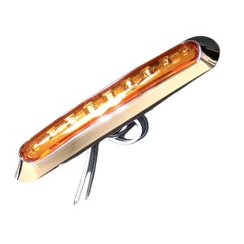 7" Oval Bar Style 9 LED Lights Chrome Side/Rear Marker Clearance Truck Trailer Boat CAB RV Amber/Red Lens [9 LEDs] [Chrome Bezel] [IP 67 Submersible Waterproof] (2x, Amber)