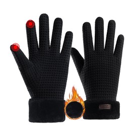 FOSDICK Winter Gloves for Women Ladies Touch Screen Gloves Black Thermal Gloves Warm Fleece Lined Gloves Women for Running Ski