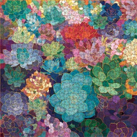 Gradient Succulent Puzzle for Adult 1000 Piece, Colorful Plant Puzzle for Adults, Mosaic Jigsaw Puzzle 1000 Piece for Adult