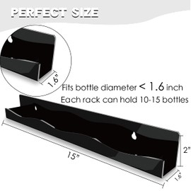 YMVV 15" Nail Polish Rack Wall Mounted Shelf,6 Pack Black Acrylic Organizer Supplies for Nail Techs,Great Display for Salons Retailers