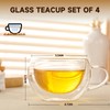 GURUDAR Double Wall Insulated Glass Tea Cups Set of 4,