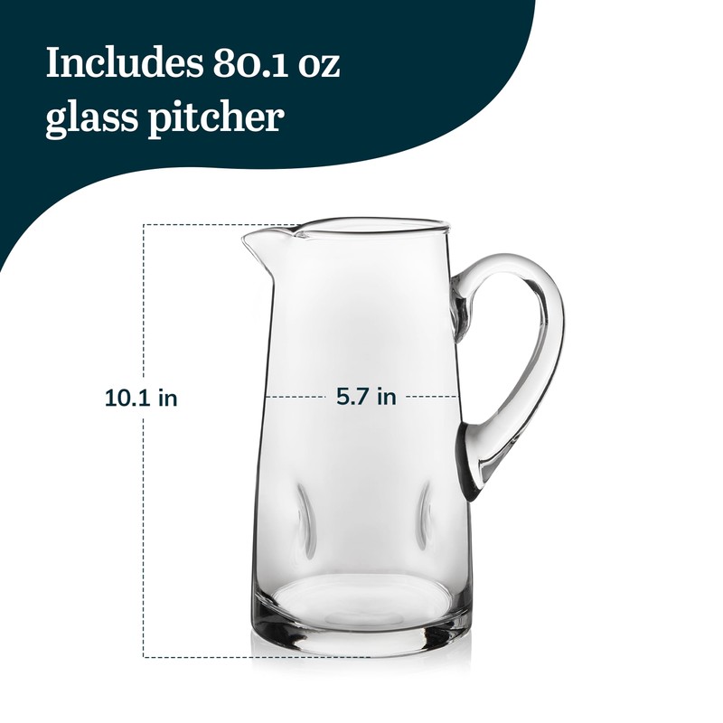 Libbey Impressions Large Glass Pitcher, 80 Oz, Clear, Tall Cocktail