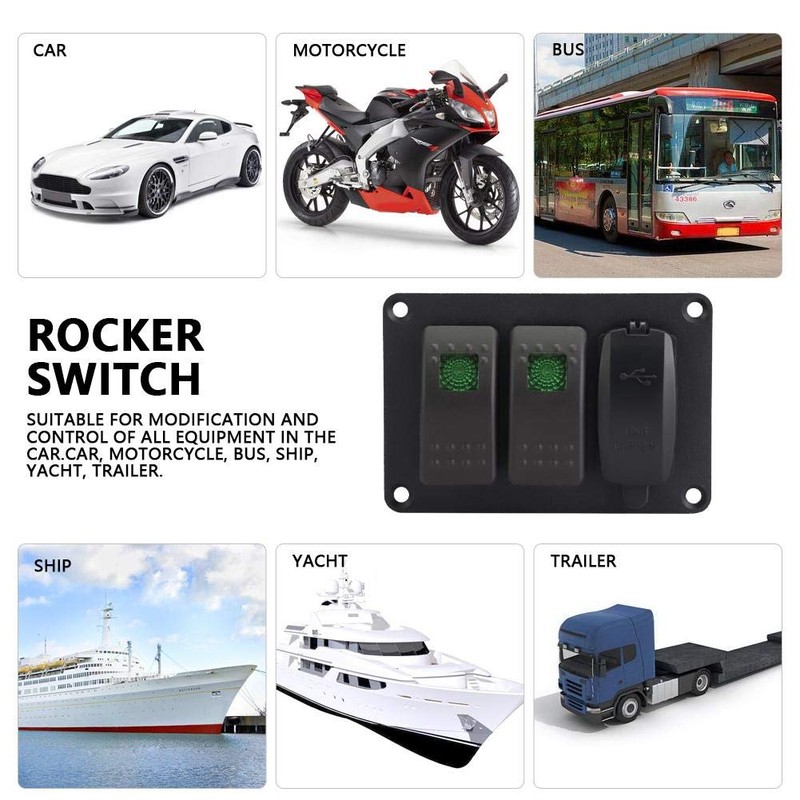 2 Gang Rocker Switch Panel with 45 Pattern Stickers, Keenso
