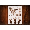 Hunting Buck Head and Tracks Deer Stencil, 8.5 x 11