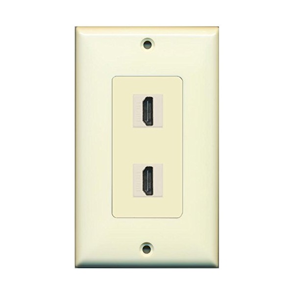 RiteAV 2 HDMI Port Female-Female Wall Plate Decorative Ivory
