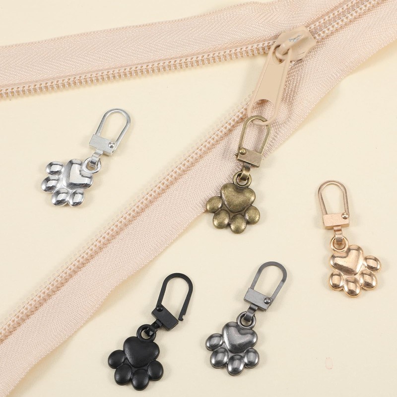 Elegaperma 30pcs Zipper Pulls Charms, Dog Paw Zipper Pull Charms,