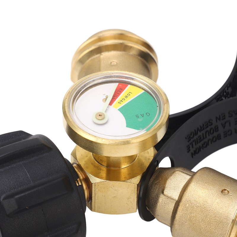 2 Way Propane Gas Splitter Brass POL to Qcc1 Y