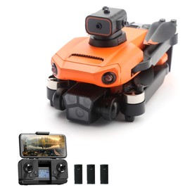 GPS Remote Control Drone with Camera 4K Dual Camera Obstacle Avoidance Brushless Motor Optical  Localization Remote Control Qudcopter for Kids Adults with Storage Bag 3 Battery