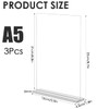 TMBMLPP A5 T-Shape Clear Poster Menu Holder, 3-Pack Acrylic Sign