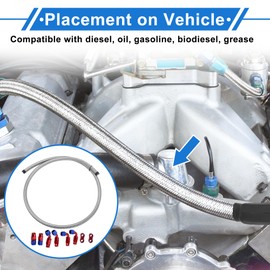 VekAuto AN10 Fuel Line Kit 5.01ft Vacuum Hose Automotive Fuel Hose with Adapter Pipe Clamp 1 Set