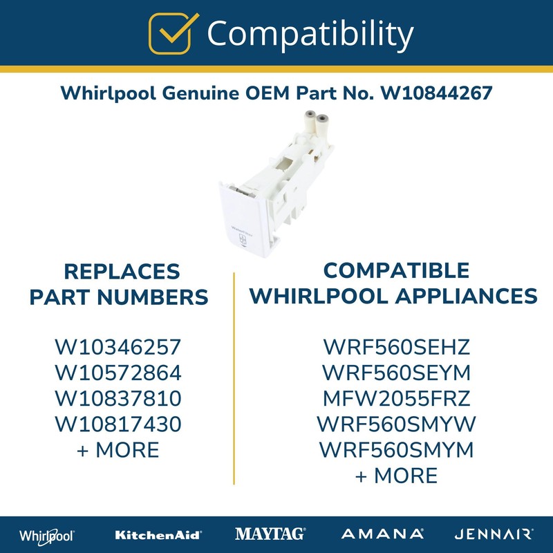 Whirlpool W10844267 OEM Refrigerator Water Filter Housing Replacement Part, White