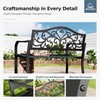 MFSTUDIO 43.7 Inches Outdoor Garden Bench, Cast Iron Metal Frame