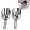 2pcs Stainless Steel Ice Scoop Professional Large Capacity Polished Semicircular