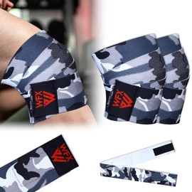 Knee Wraps for Weightlifting Heavy Duty Elbow Support Gym Workout Leg Knee Support Protection Bodybuilding Strength Training Elastic Bandage (Grey Camo)