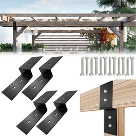 VEVIVOOVY 10“ x 3” Heavy Duty Steel Z Bracket,Double Angle Channel Profile Corner Brace for Shelf Fixing Timber Connector Pergola Hardware Brackets for Pavilion,Tree House with Screws(8Pack)
