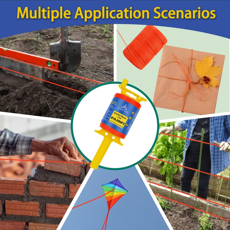 KAOWQNL Mason Line String with Handle Twisted,#18,580Ft Braided Construction Nylon