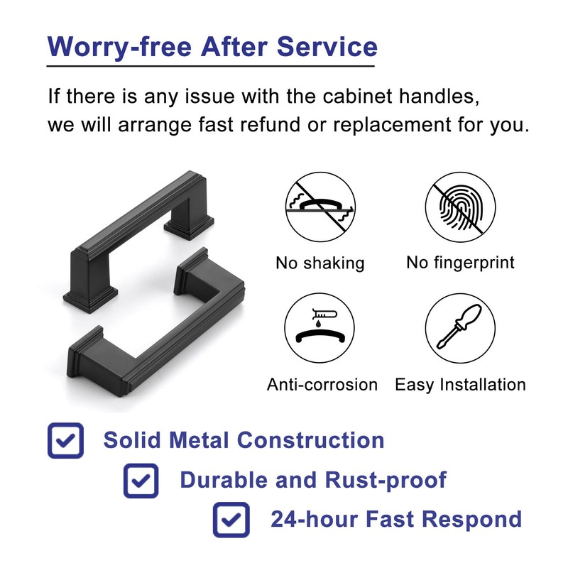 ASKANO 10 Pack 3 Inch Hole Centers, Matte Black Cabinet