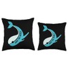 Watery Whales Save Beautiful Whale Conservation Blue Design Throw Pillow,