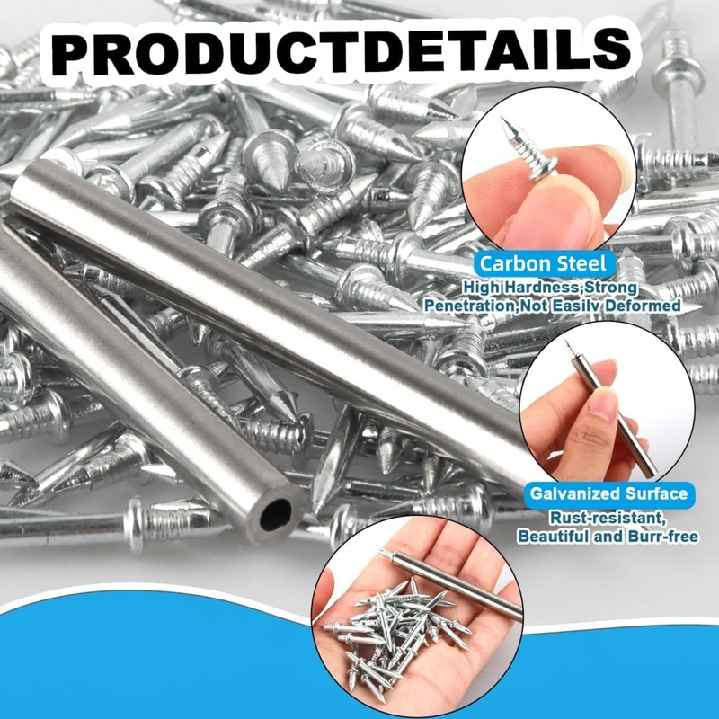 200Pcs Double-Head Skirting Thread Seamless Nail Rust-Proof Invisible Screws Solid