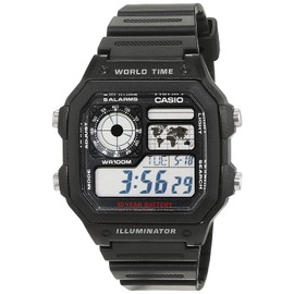 Casio Collection AE1200WH, Men's Digital Watch with Resin Strap, Black - Casio Collection