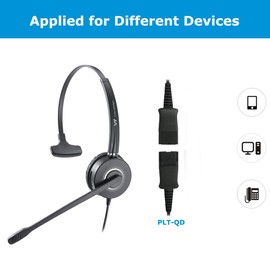overol Plantronic-QD - Auriculares con micrófono - para cables con conector de desconexión rápida para oficina de centro de llamadas (VT6932QD)