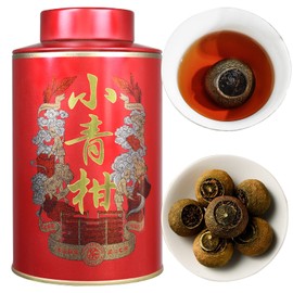 XIXICHA Puerh Tea Premium Tangerine Peel Pu-erh Tea 5.64oz(160g) Xiao Qing Gan Xinhui ChenPi Pu'er Citrus Yunnan Puerh Green Orange Peel 陈皮普洱茶 普洱小青柑 广东新会小青柑 云南勐海普洱茶 熟茶