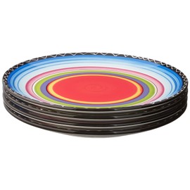 Certified International Tequila Sunrise Dinner Plate, 11-Inch, Assorted Designs, Set of 4, black