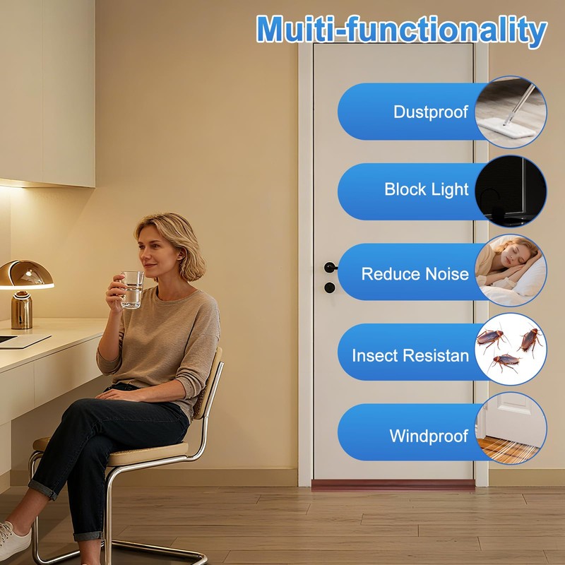 AiQInu Paraspifferi Sottoporta, Guarnizione Porta Blindata e Sottoporta Anti Insetti,