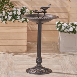SVRCK Elegant Outdoor Bird Bath for Garden, Rust-Proof Aluminum and Cast Iron, Vintage Style, Antique Bronze Finish