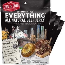 Field Trip Beef Jerky | Gluten Free Jerky, Low Carb, Healthy High Protein Snacks with No Nitrates, Made with All Natural Ingredients | Everything Bagel | 2.2oz Bags, 4 Pack