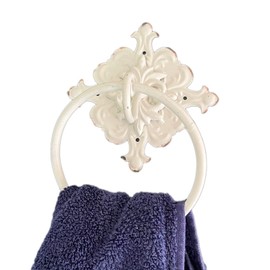 Square Towel Ring Metal French Shabby Shic Bathroom Wall Mounted Storage Holder 25cm