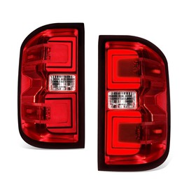 DNA MOTORING TL-ZTL-002E-RD Pair of LED Tail Lights Brake Lamps Compatible with 15-19 Silverado 2500 HD 3500 HD/Sierra 3500 HD,Red Clear Lens