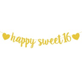 WODJR 16th Banner 16th Birthday Party Decorations 16th Birthday Banner Happy Sweet 16 Banner Happy 16th Birthday Banner Gold Glitter 16th Banner 16th Birthday Decorations Sweet Sixteen Party Supplies