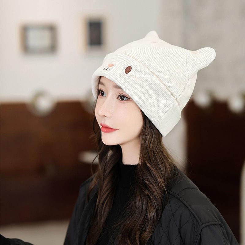 PTILSERY Cute Woollike Knitted Hat Cat Ears Womens Lady Girl