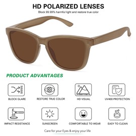 MEETSUN Polarized Sunglasses for Women Men Classic Retro Trendy Designer Style Brown