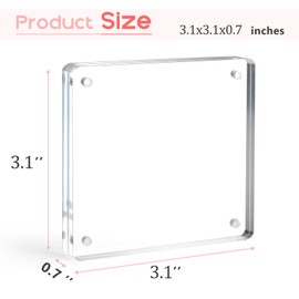 Vowcarol 3x3 Picture Frame, Clear Acrylic Frame, Strong Magnetic 3x3 Acrylic Picture Frames, Free Standing Desktop Display Frames