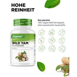 Vit4ever® Wild Yam Root Extract – 180 Vegan Capsules | High-Dose 880mg Wild Yam with 20% Diosgenin | 3-Month Supply | Lab-Tested for Purity