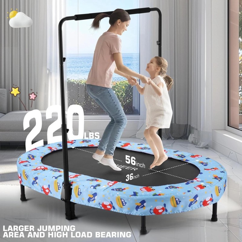 Unbranded Foldable Trampoline, Mini Rebounder Trampoline with Adjustable Handle, Exercise~