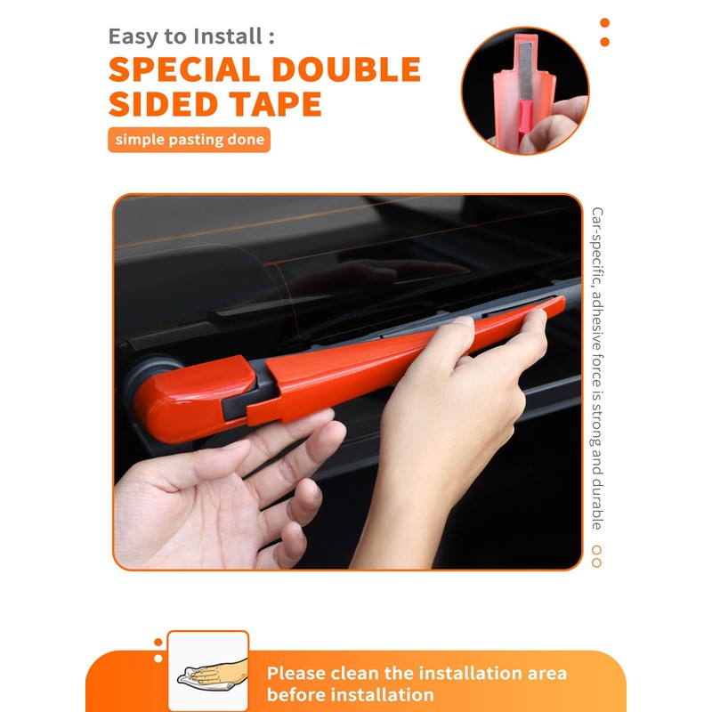 Savadicar 3-Piece Orange Windshield & Rear Wiper Trim Set for