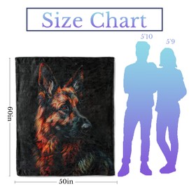 German Shepherd Blanket - Cozy and Soft Flannel Fleece German Shepherd Throw Blanket, Lightweight for Couch and Bedding, Travel and Outdoor German Shepherd Decor Gifts with Fuzzy Design 60×50IN