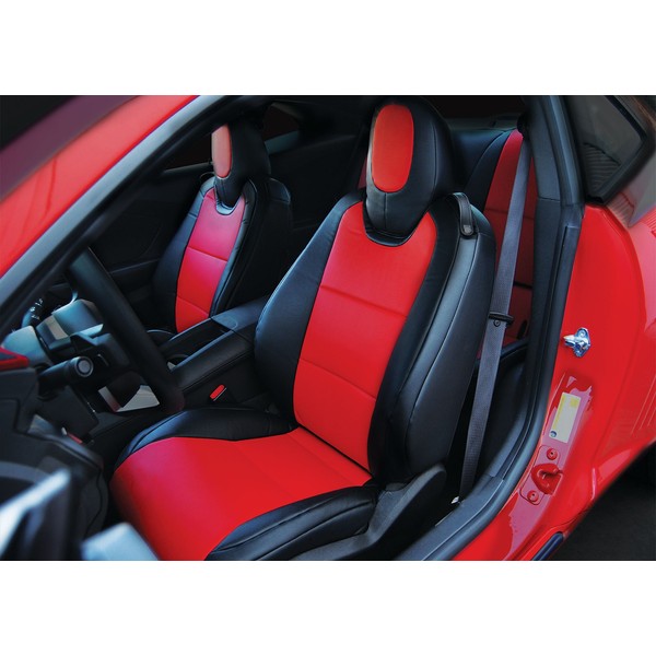 Iggee 2010-2015 Chevy Camaro Black/Red Artificial Leather Custom fit Front