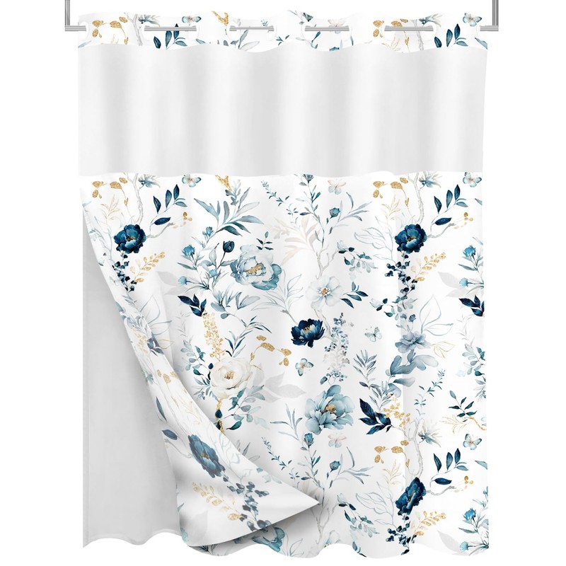 Tititex No Hooks Snap in Liner Rustic Blue White Floral